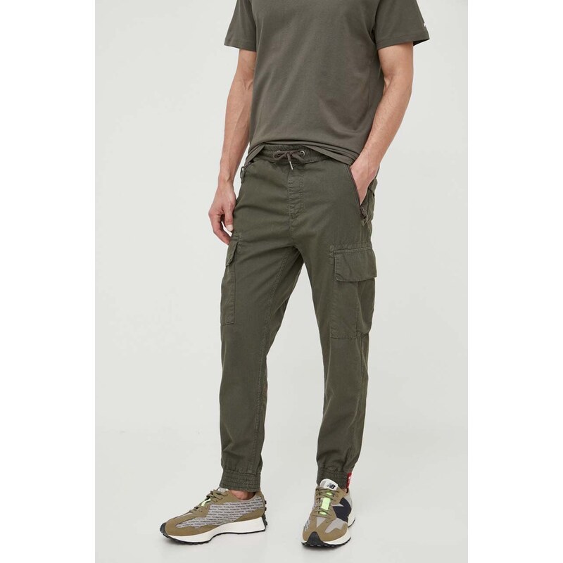 Alpha Industries pantaloni de bumbac culoarea verde 116201.136-GreyBlack