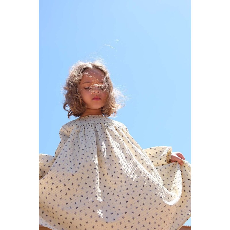 Konges Sløjd rochie din bumbac pentru copii culoarea bej, mini, evazati