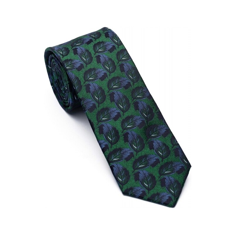 Bigotti Cravata matase tesuta verde print floral