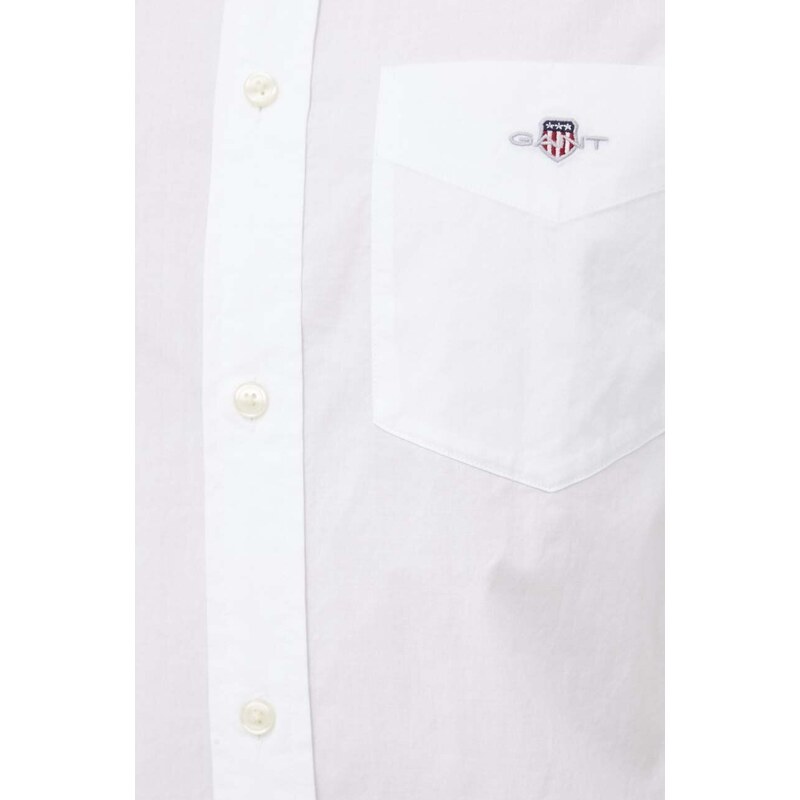 Gant camasa din bumbac barbati, culoarea alb, cu guler button-down, regular