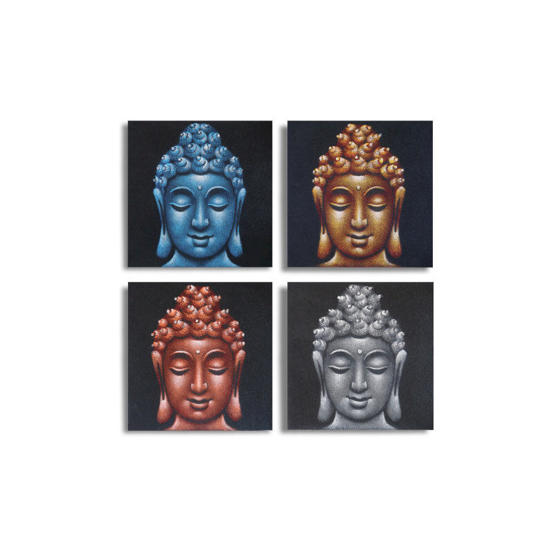 Magazincristale Set 4 Tablouri Buddha Detaliu Nisip 30x30cm