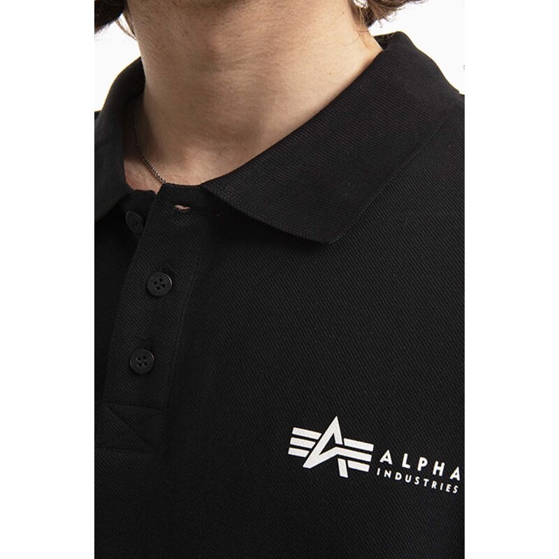 Alpha Industries polo de bumbac Basic culoarea negru, cu imprimeu 106600.03-black