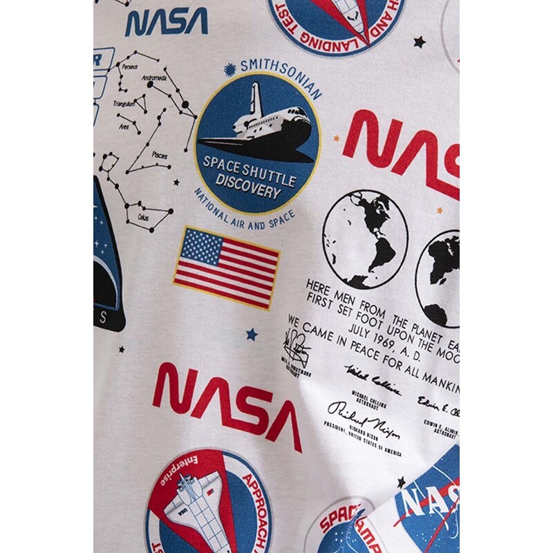 Alpha Industries tricou din bumbac x NASA culoarea alb, cu model 116503.09-white