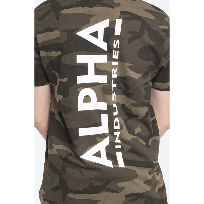 Alpha Industries tricou din bumbac Backprint T Camo culoarea verde, cu model 128507C.239-green