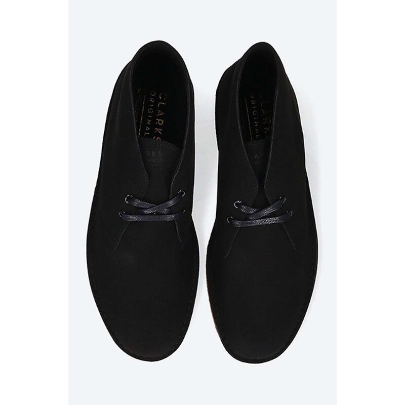 Clarks Originals pantofi Desert Boot bărbați, culoarea negru, 26162582