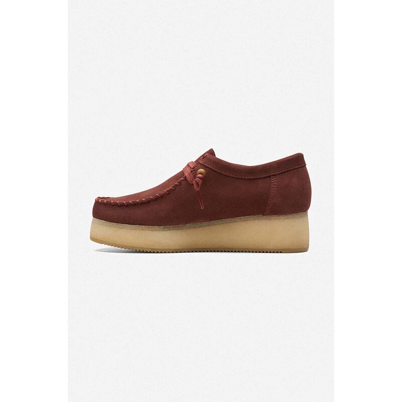 Clarks Originals pantofi de piele întoarsă Wallacraft Lo femei, culoarea roșu, cu platformă, 26168747