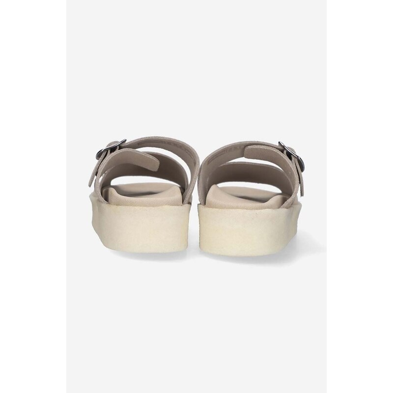 Clarks Originals papuci din piele Crepe Slide femei, culoarea bej, cu platformă, 26172568