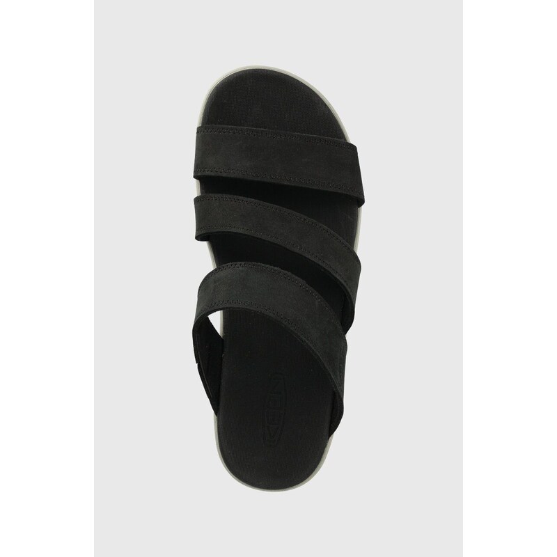 Keen papuci din piele femei, culoarea negru, toc pana 1027271-black