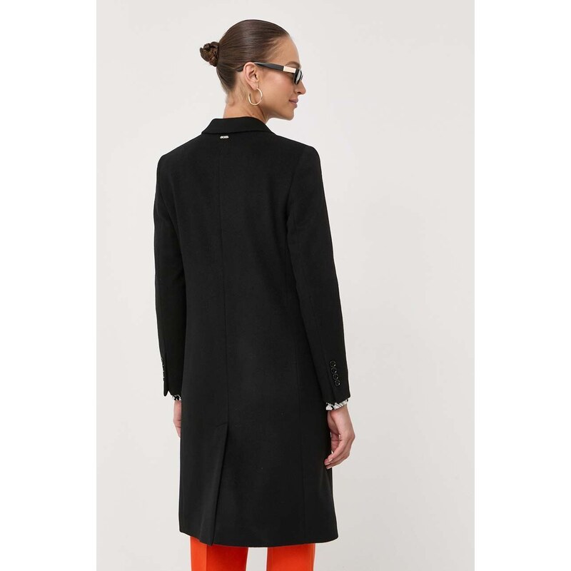 BOSS palton de lana culoarea negru, de tranzitie