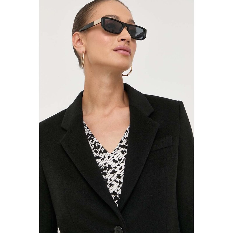 BOSS palton de lana culoarea negru, de tranzitie
