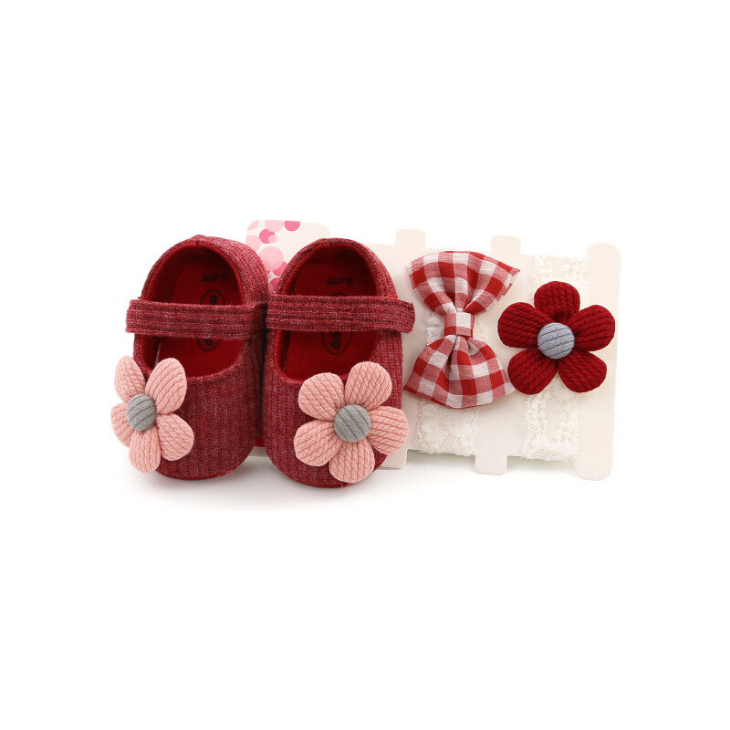 SuperBaby Set pantofiori si bentite - Margareta roz