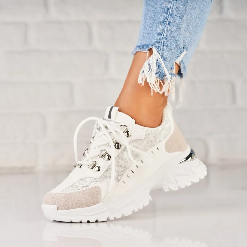 Yes Mile Adidasi Dama Albi din Piele Ecologica Intoarsa Covena A5876  (MARIME: 40)