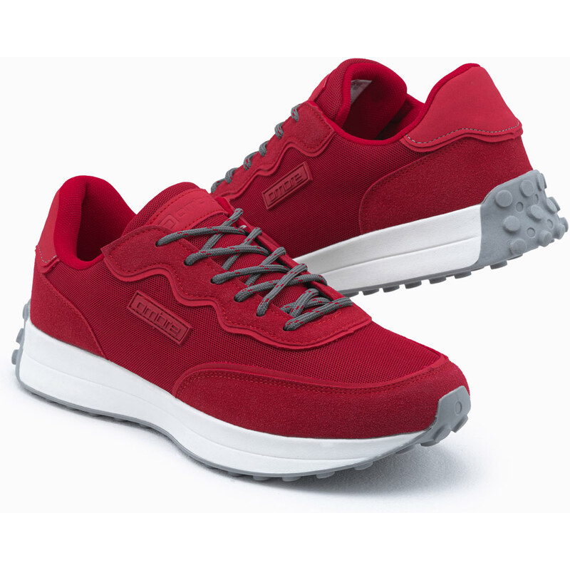 Ombre Pantofi de sport din material combinat pentru bărbați - roșu V2 OM-FOSL-0110
