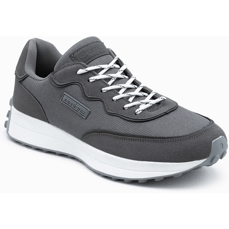 Ombre Pantofi de sport din material combinat pentru bărbați - gri închis V1 OM-FOSL-0110