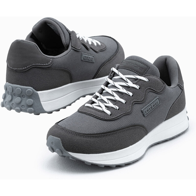 Ombre Pantofi de sport din material combinat pentru bărbați - gri închis V1 OM-FOSL-0110
