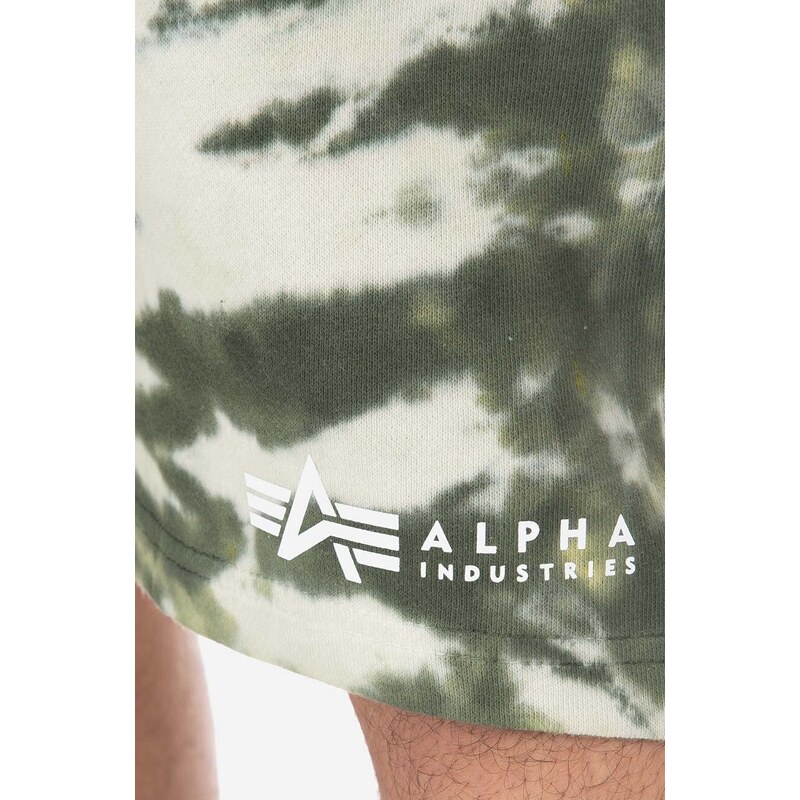Alpha Industries pantaloni scurți Tie Dye bărbați, culoarea verde 106361.142-green