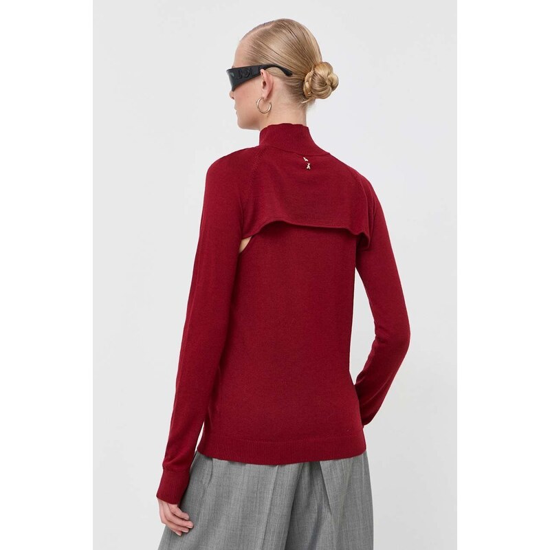 Patrizia Pepe pulover de lana femei, culoarea rosu, light, cu turtleneck