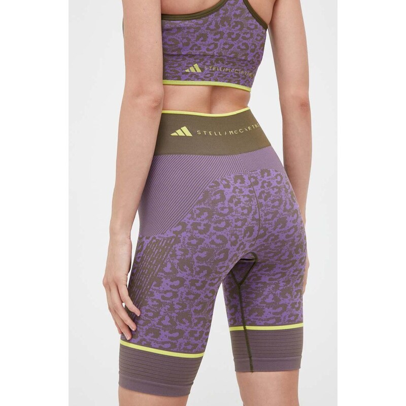 adidas by Stella McCartney pantaloni scurți de antrenament culoarea violet, modelator, high waist