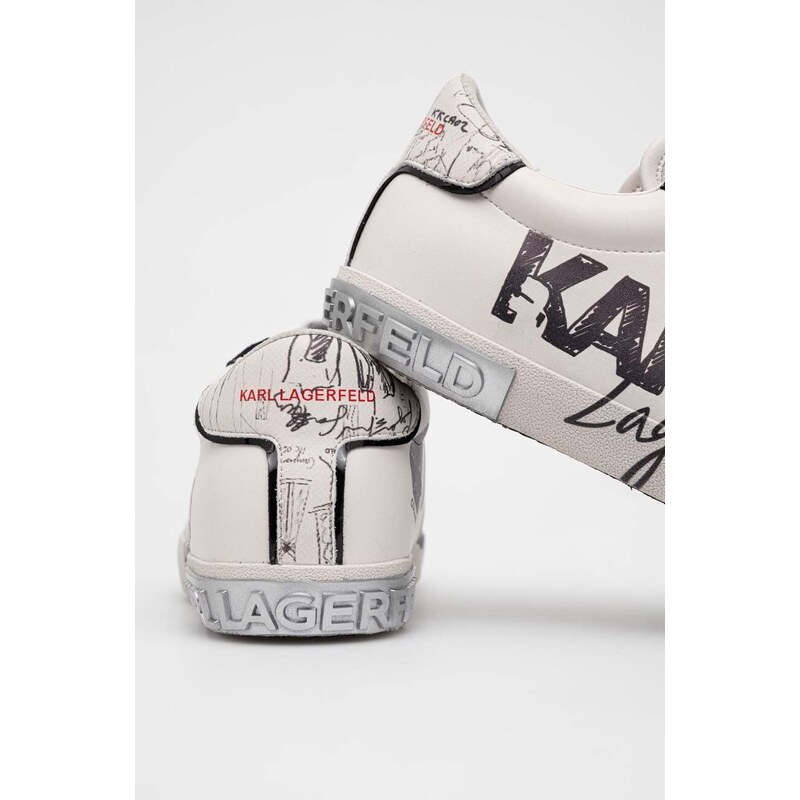 Karl Lagerfeld sneakers din piele SKOOL culoarea alb, KL60111
