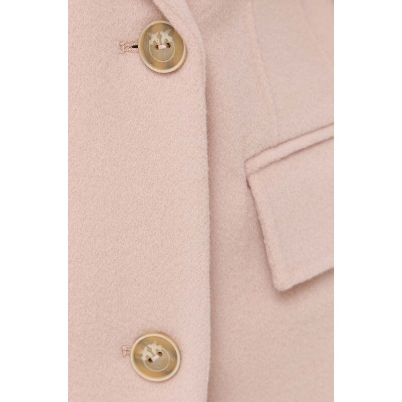 Pinko palton de lana culoarea bej, de tranzitie, cu doua randuri de nasturi