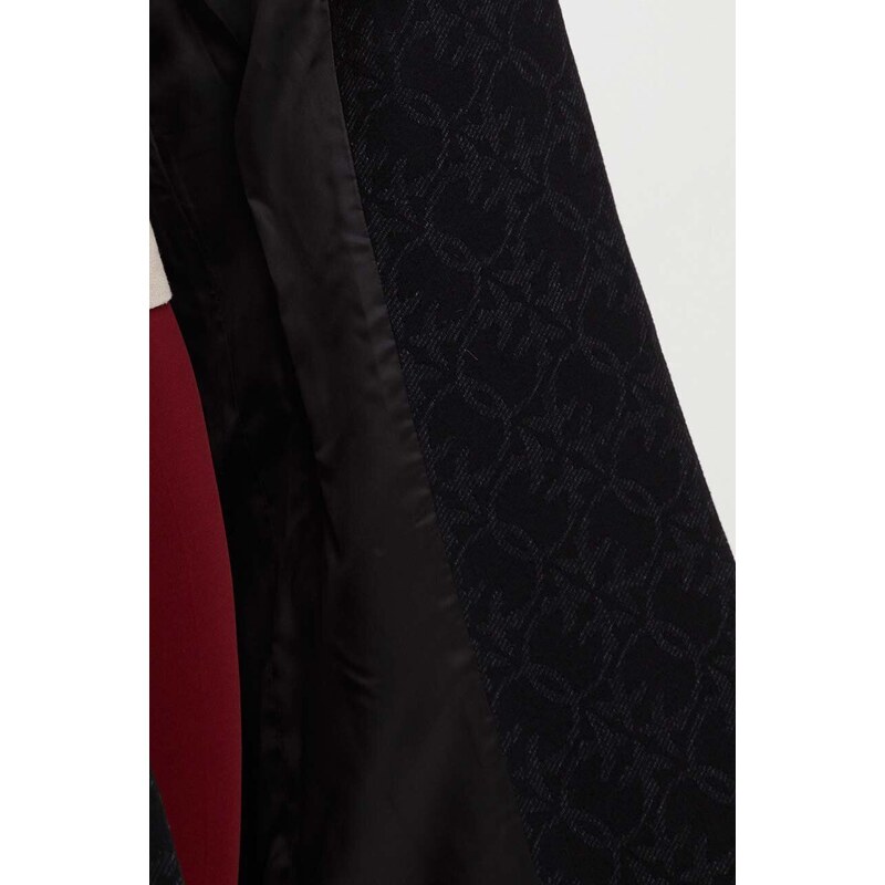 Pinko palton de lana culoarea negru, de tranzitie, cu doua randuri de nasturi