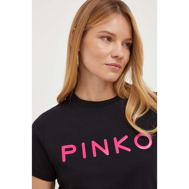 Pinko tricou din bumbac culoarea negru