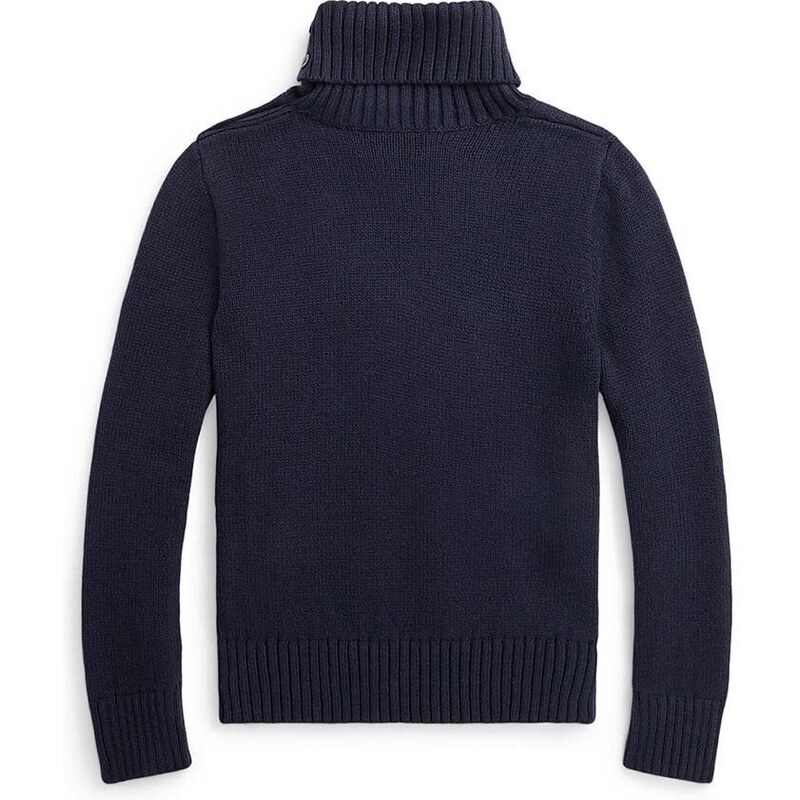 Polo Ralph Lauren pulover de bumbac pentru copii culoarea albastru marin, călduros