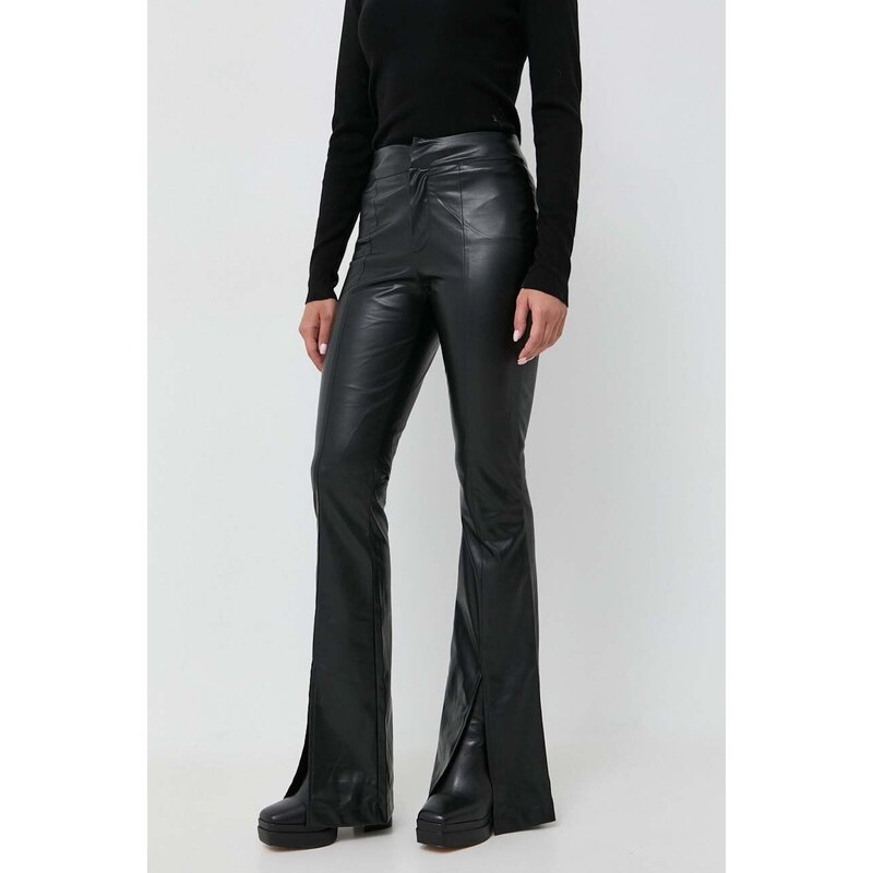Silvian Heach pantaloni femei, culoarea negru, evazati, high waist