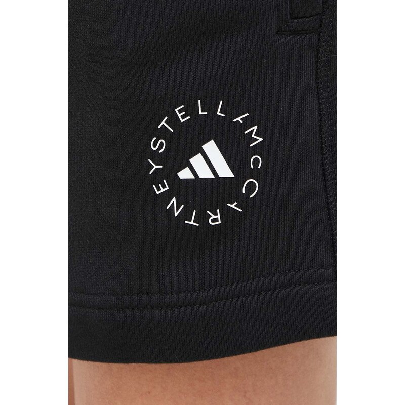 adidas by Stella McCartney pantaloni scurți din bumbac Terry culoarea negru, uni, high waist IK9093