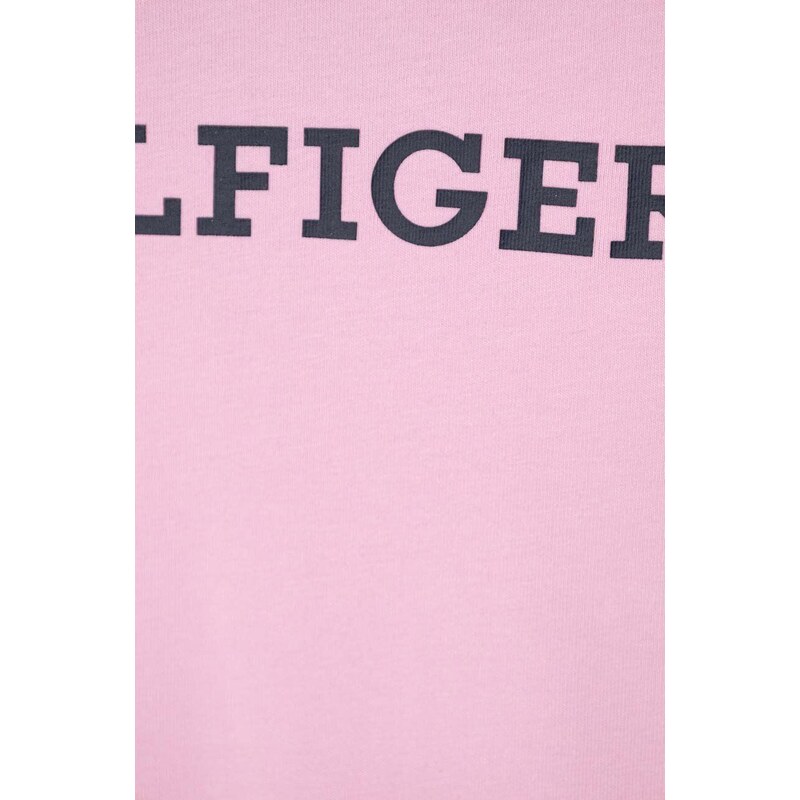 Tommy Hilfiger pijama copii culoarea roz, cu imprimeu