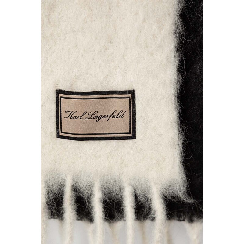 Karl Lagerfeld esarfa de lana culoarea alb, modelator