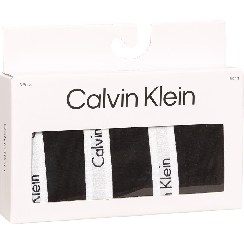 3PACK tanga damă Calvin Klein negri (QD3587E-001) S