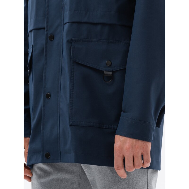 Ombre Jachetă parka pentru bărbați cu buzunare cargo - albastru marin V1 OM-JANP-22FW-004