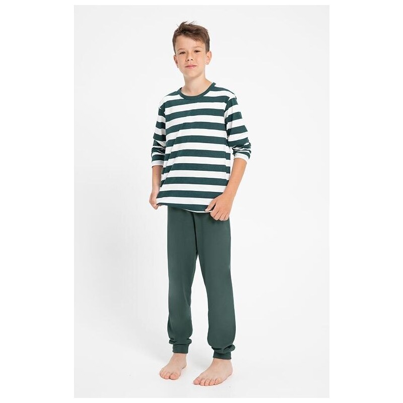 Taro Pijamale pentru băieți mai mari Blake verde-alb