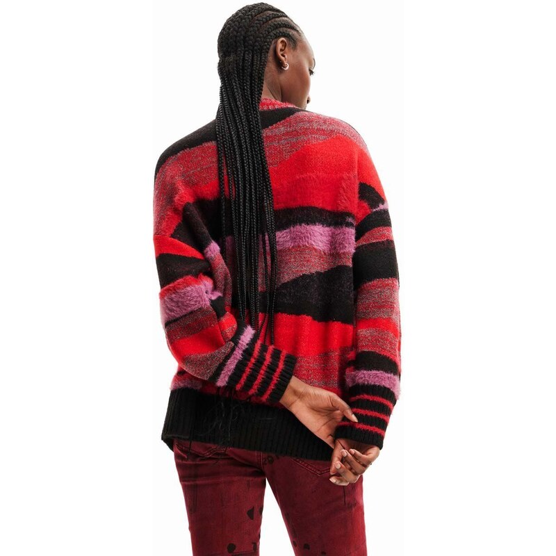 Desigual pulover femei, culoarea rosu