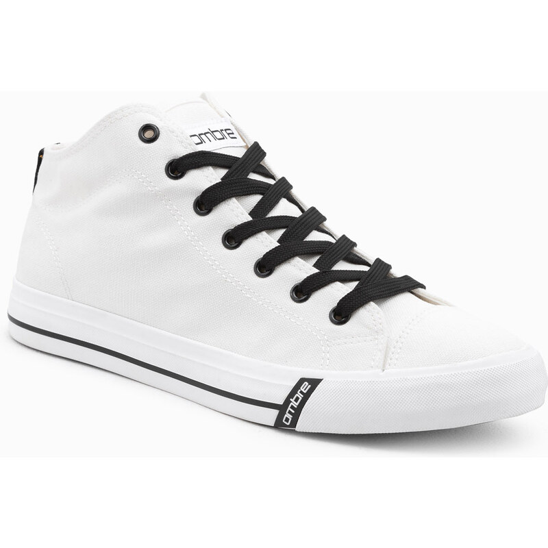 Ombre Pantofi de bărbați pantofi de sport cu elemente contrastante - alb V1 OM-FOTH-0125