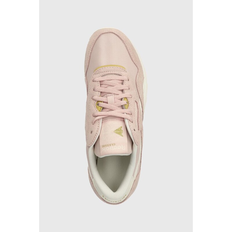 Reebok sneakers din piele întoarsă Classic Nylon culoarea roz