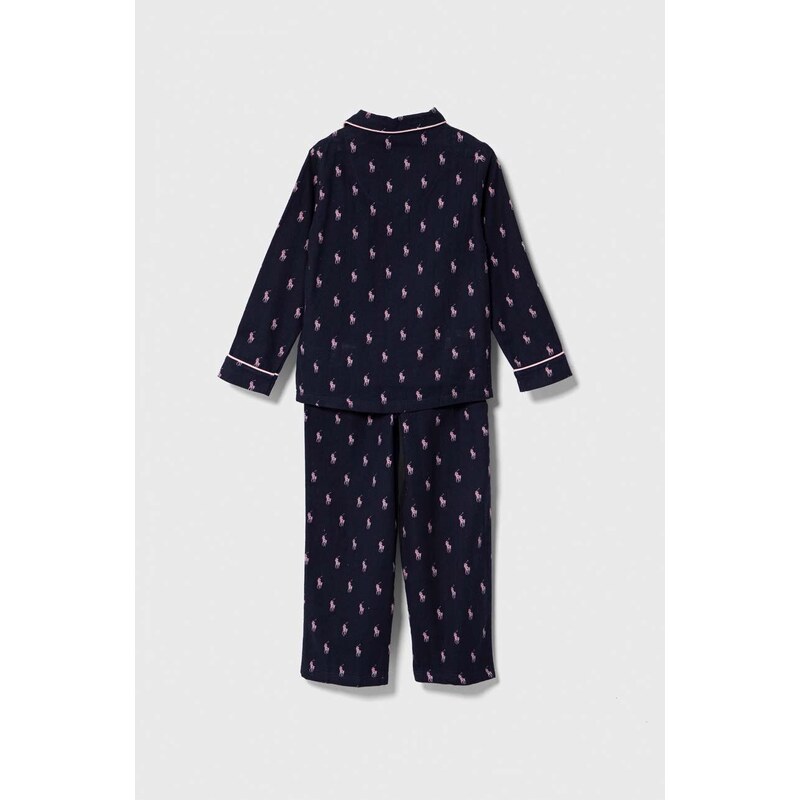 Polo Ralph Lauren pijamale de bumbac pentru copii culoarea albastru marin, modelator