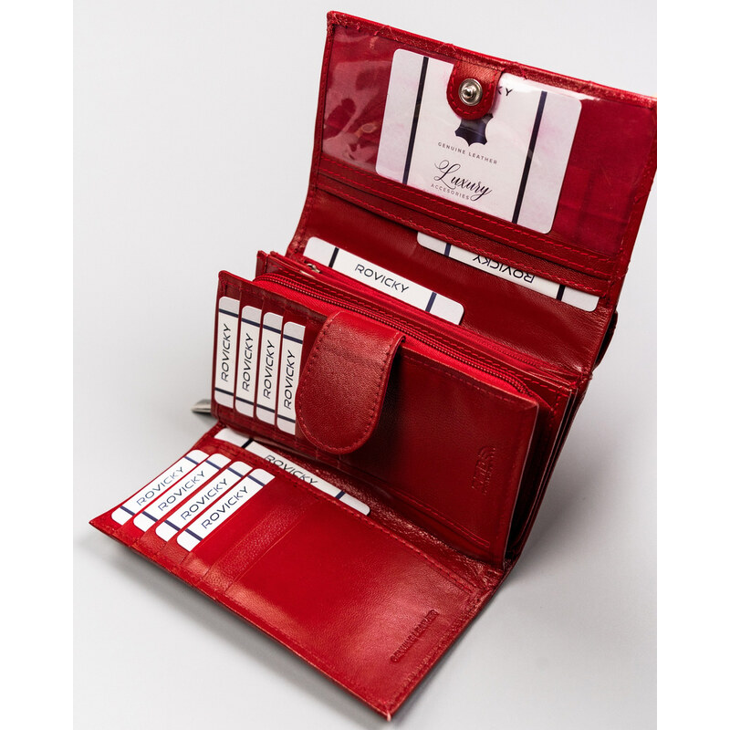 Portofel dama din piele naturala Rovicky PTR-R-RD-21-GCL-Q-3936 R