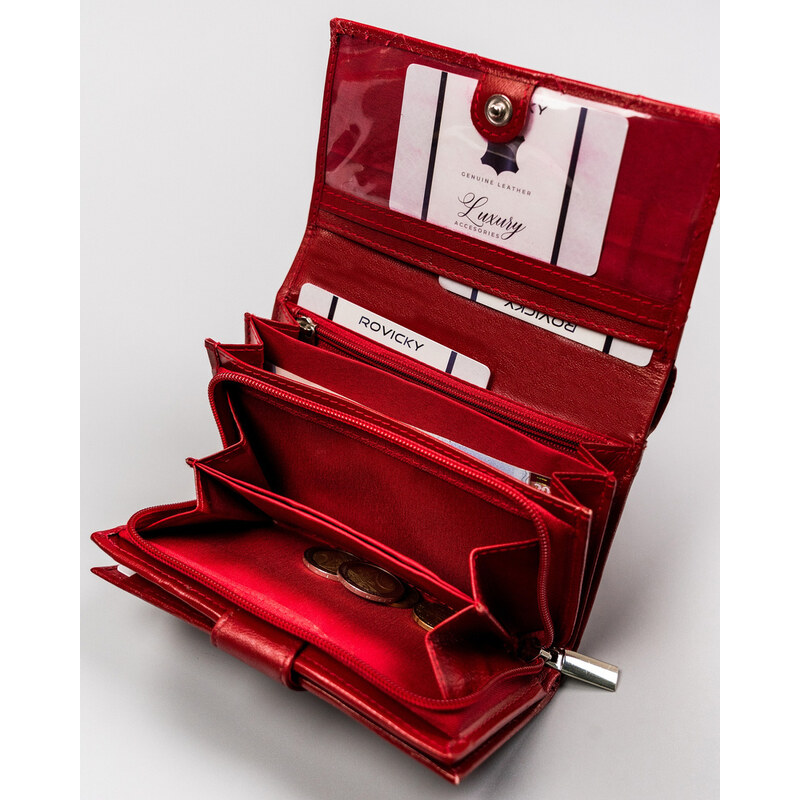 Portofel dama din piele naturala Rovicky PTR-R-RD-21-GCL-Q-3936 R