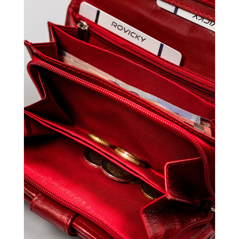 Portofel dama din piele naturala Rovicky PTR-R-RD-21-GCL-Q-3936 R
