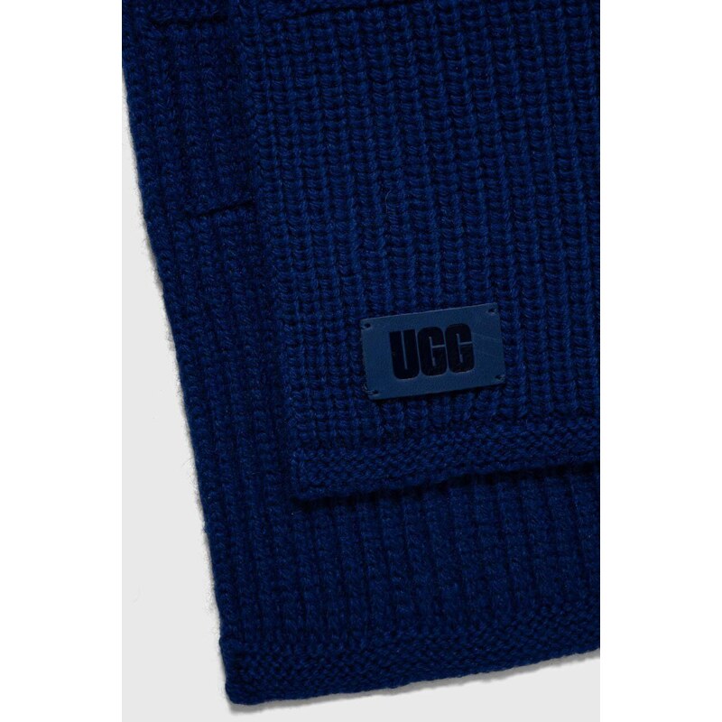 UGG esarfa din amestec de lana culoarea albastru marin, melanj