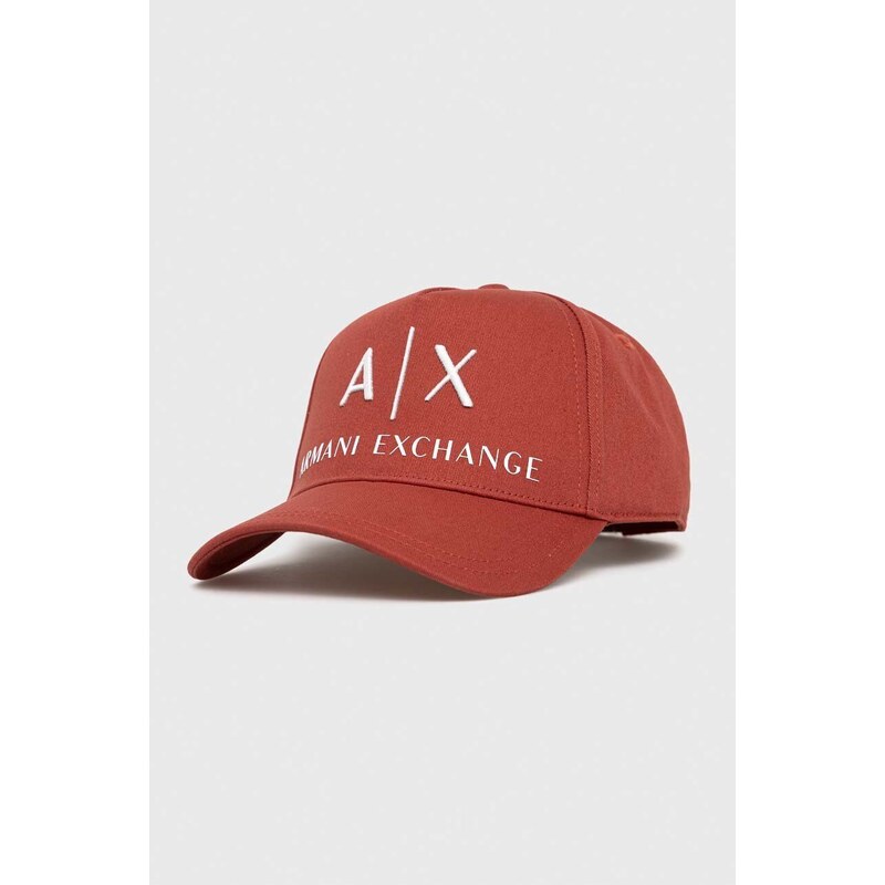 Armani Exchange șapcă din bumbac culoarea portocaliu, cu imprimeu