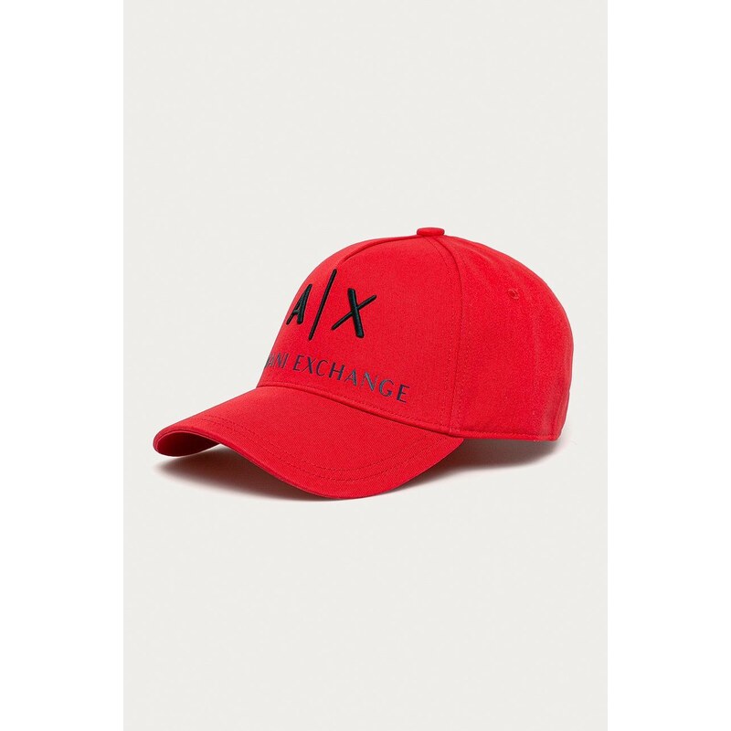 Armani Exchange șapcă culoarea rosu, cu imprimeu