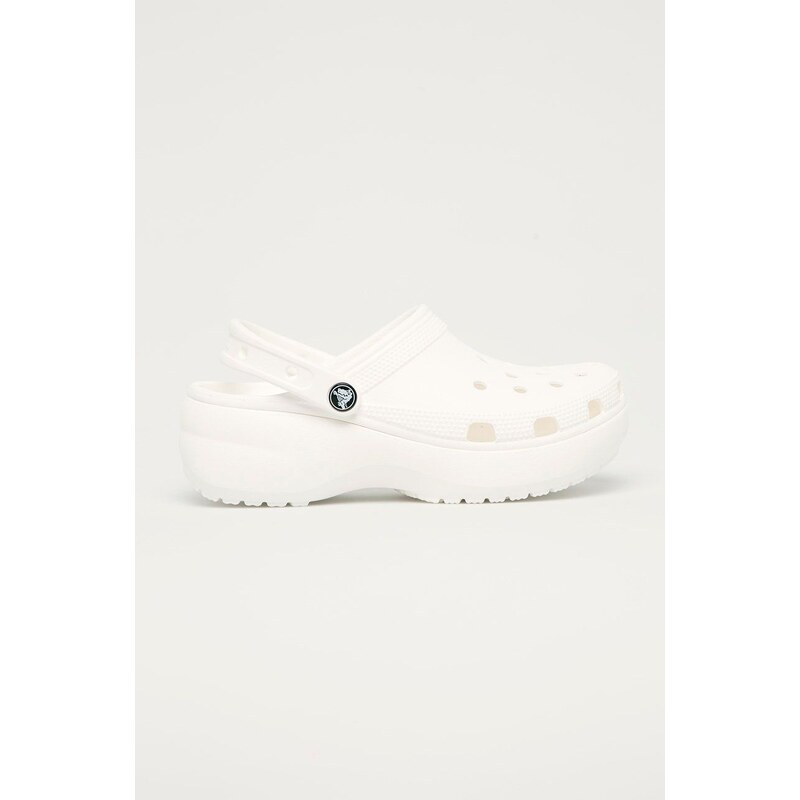 Crocs papuci Classic Platform Clog femei, culoarea alb 207989