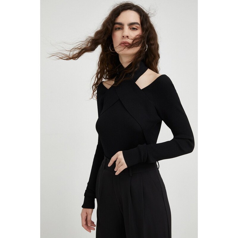 Bruuns Bazaar pulover femei, culoarea negru, cu turtleneck