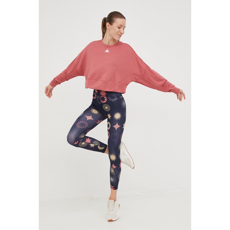 adidas hanorac yoga Studio femei, culoarea roz, neted