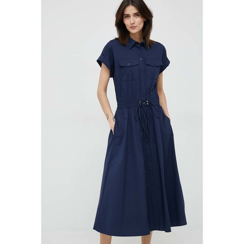 Lauren Ralph Lauren rochie culoarea albastru marin, midi, evazati