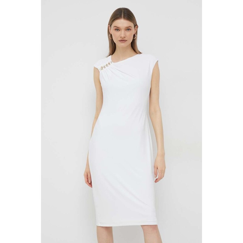 Lauren Ralph Lauren rochie culoarea alb, mini, mulata
