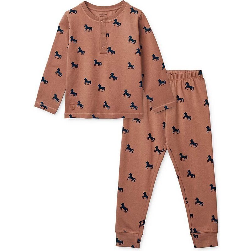 Liewood pijamale de bumbac pentru copii culoarea roz, modelator